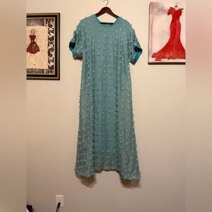 Teal Textured Midi Dress